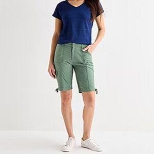 Women’s Green Utility Bermuda Shorts